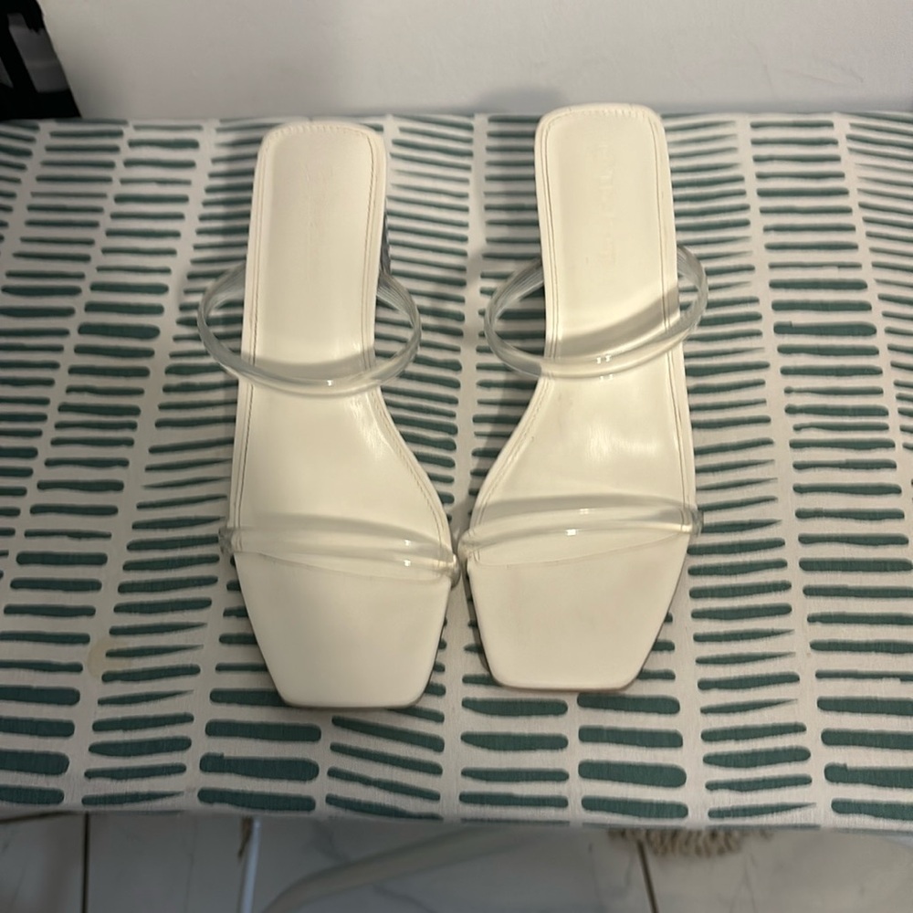 The Drop Women's Avery Square Toe Two Strap High Heeled Sandal